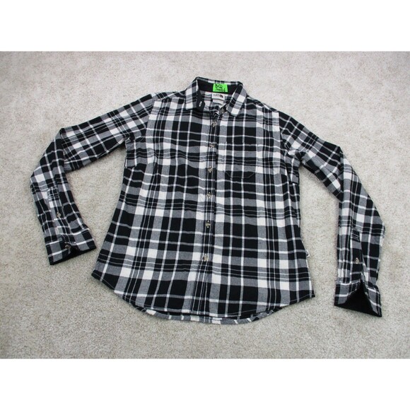 North Face Shirt Women Small Black White Flannel Plaid Outdoor Casual Button Up - Picture 2 of 11